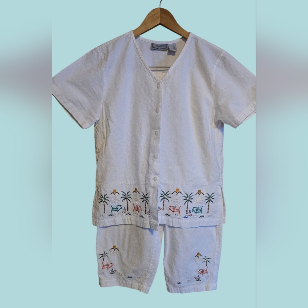 Jane Ashley Medium Embroidered Pantset 100% Cotton